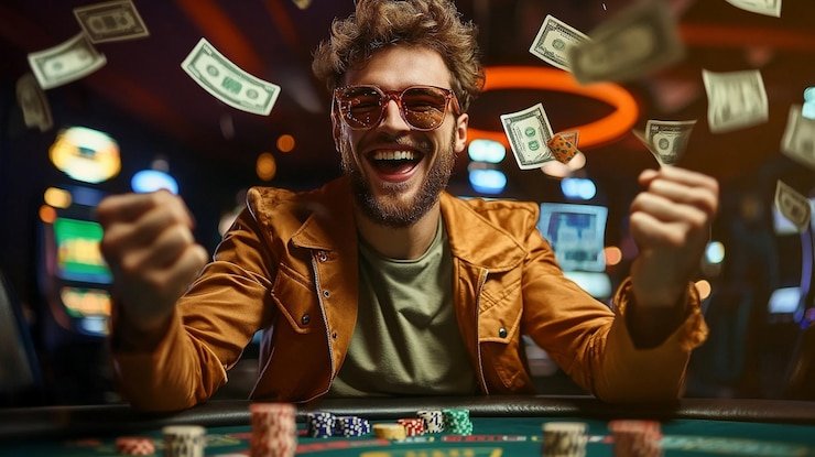 Roda Mega Wheel besar dengan segmen berwarna dan nilai hadiah berlabel